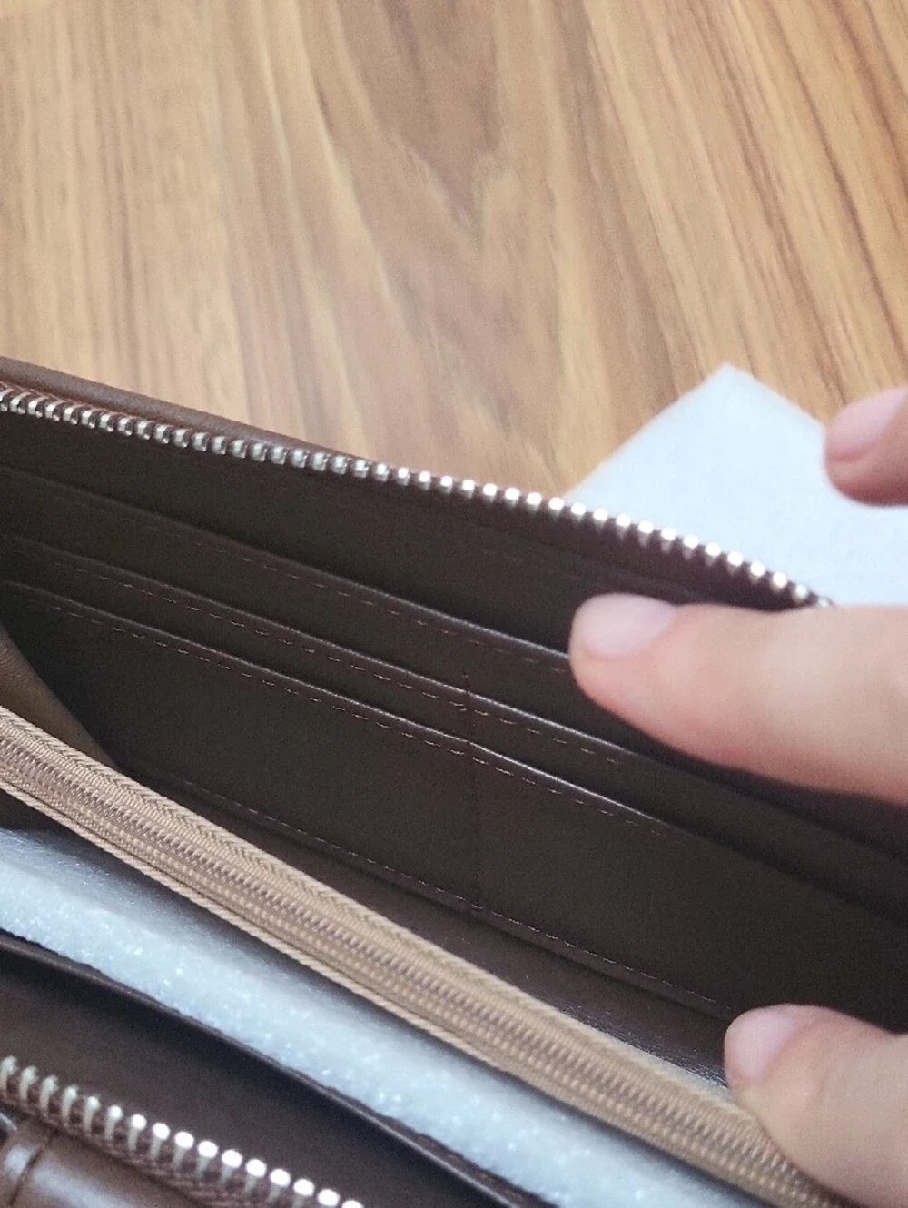 Woven Zip-Around Wallet in Dark Brown
